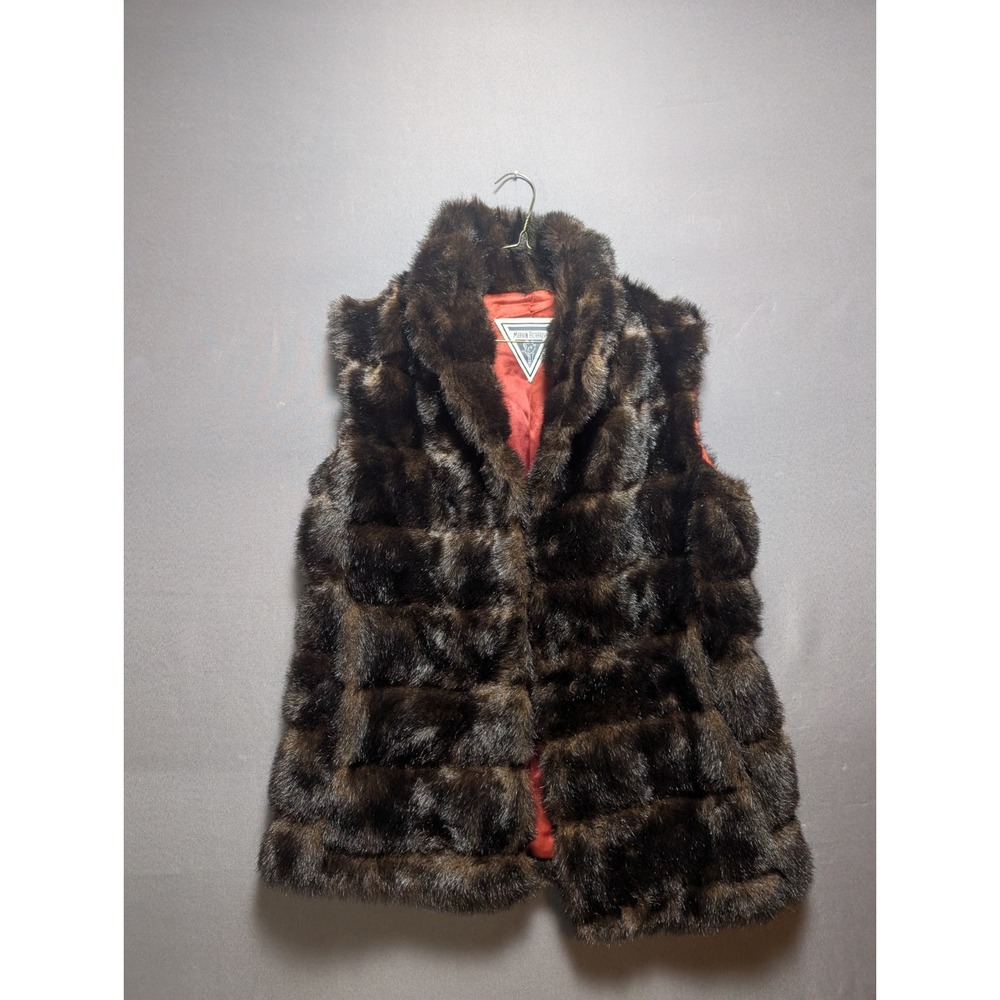 Marvin Richards Faux Fur Vest Women Medium Brown Cozy Soft Fully Lined Outerwear